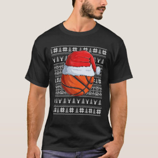 Camiseta Bola de Basquete Santa Hat Festa de Natal, San