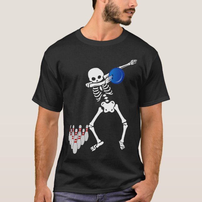 Camiseta Bola de boliche de Esqueleto de Dabbing Bowler - P (Frente)