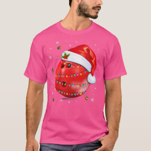 Camiseta Bola de Boliche de Natal Chapéu do Papai Noel Xmas