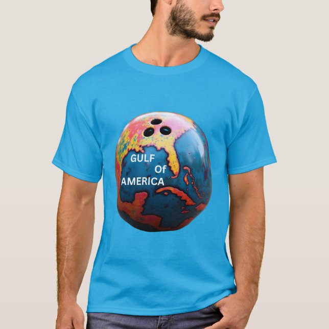 Camiseta Bola de boliche que representa o golfo da américa (Frente)