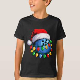 Camiseta Bola de boliche Santa Hat Boliche de Natal Xmas Li