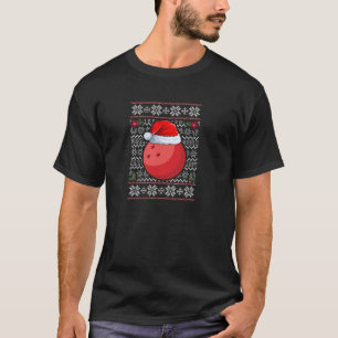 Camiseta Bola de boliche Santa Hat Feia Natal Engraçado Bow