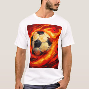 Camiseta Bola de Chamas – Arte de Pincel de Futebol Ardente