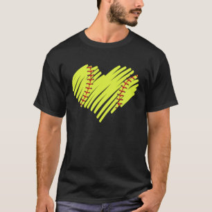 Camiseta Bola de Coração Softball Homens Pais Mulheres Base