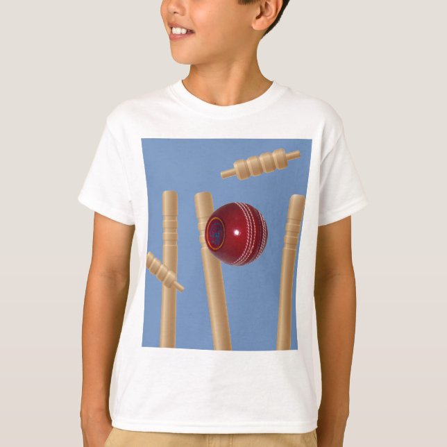 Camiseta Bola De Críquete E Pedaços, (Frente)