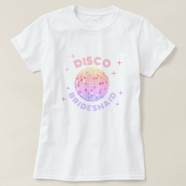 Camiseta Bola de Disco Rosa 70s Bachelorette Disco Bridesma (Frente do Design)