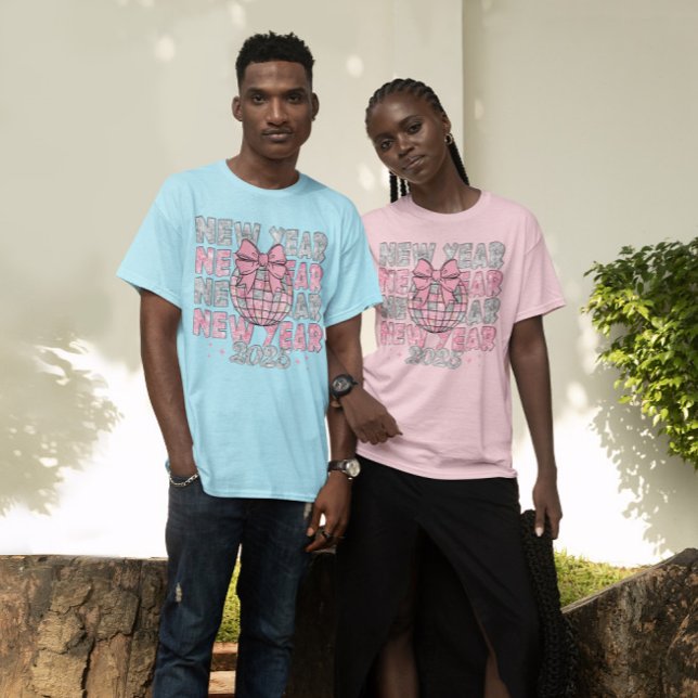 Camiseta Bola de Disco Silver Rosa Ano Novo 2025 (Criador carregado)