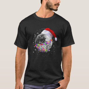 Camiseta Bola de Disco Usando Chapéu de Natal de Papai Noel