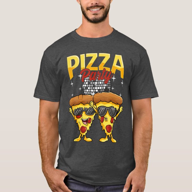 Camiseta Bola de discoteca divertida do partido da pizza óc (Frente)