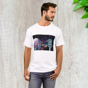 Camiseta Bola de Discoteca Retro e Microfone Antigo