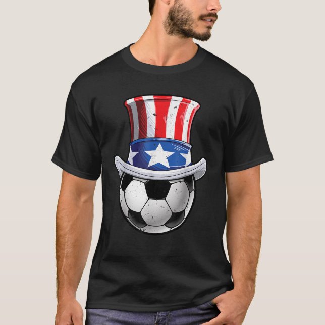 Camiseta Bola de Futebol 4 de julho Tio Sam Men Women Ameri (Frente)