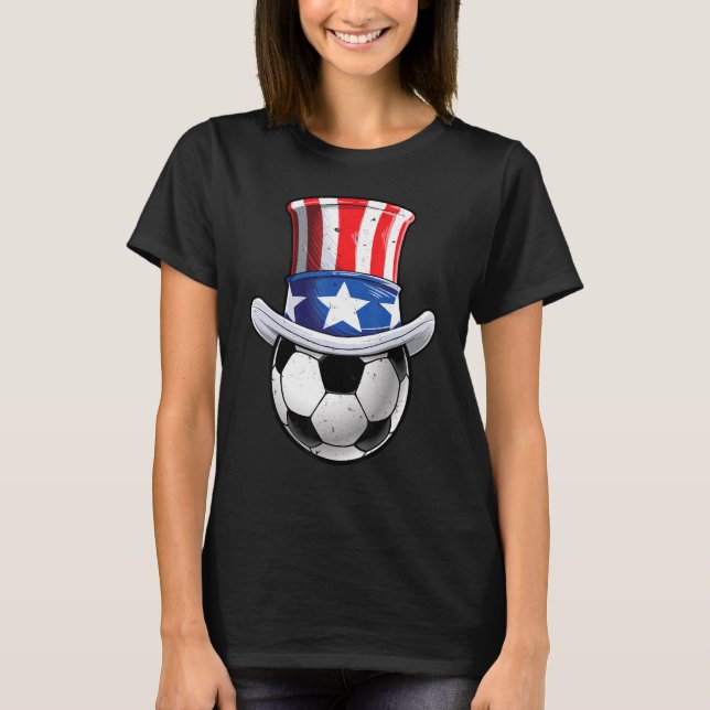 Camiseta Bola de Futebol 4 de julho Tio Sam Men Women Ameri (Frente)