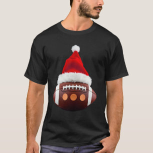 Camiseta Bola de Futebol Americano de Natal Chapéu de Papai