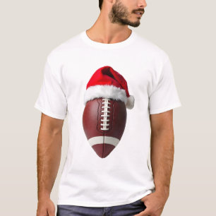 Camiseta Bola de Futebol Americano de Natal Chapéu de Papai