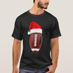 Camiseta Bola de Futebol Americano de Natal Chapéu do Papai