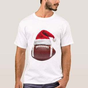 Camiseta Bola de Futebol Americano Natal Chapéu Papai Noel