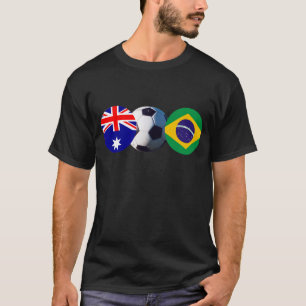 Camiseta Bola de Futebol Austrália e Brasil Bandeira do MU