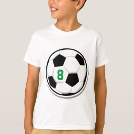 Camiseta Bola de Futebol Branca Preta Verde Número da Equip
