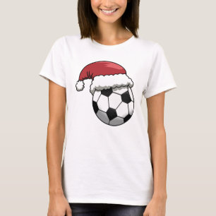 Camiseta Bola de Futebol com Chapéu de Natal do Papai Noel