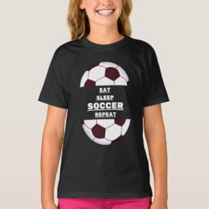 Camiseta Bola de Futebol. Coma, Dorme, Futebol, Repita