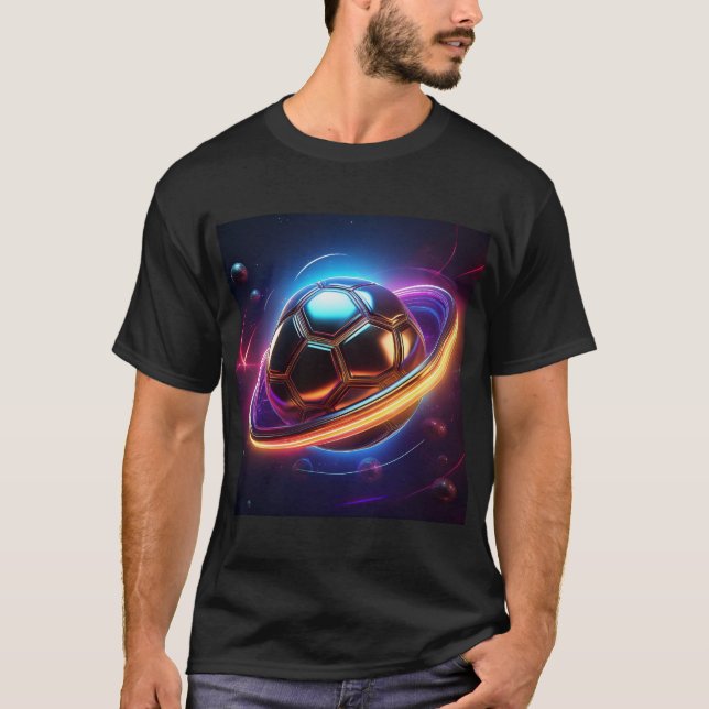 Camiseta Bola De Futebol Como Planeta Saturno, Design De Es (Frente)