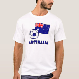 Camiseta Bola de Futebol da Austrália Azul e Bandeira