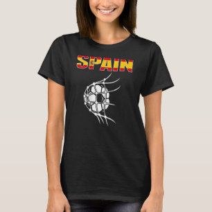 Camiseta Bola De Futebol Da Espanha Na Rede De Gol Suporte 