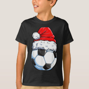 Camiseta Bola de Futebol de Natal Chapéu de Papai Noel Srts
