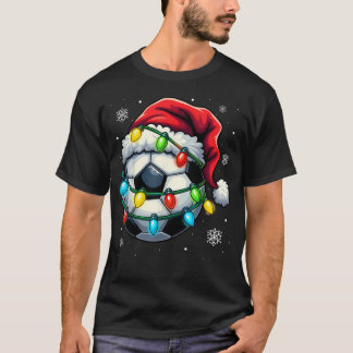 Camiseta Bola de Futebol de Natal Chapéu do Papai Noel Luze