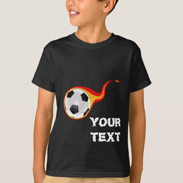 Camiseta bola de futebol flamejante (Frente)