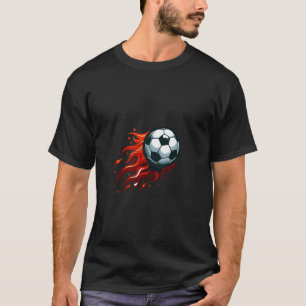 Camiseta Bola de Futebol Flamejante u2013 Design de Alta En