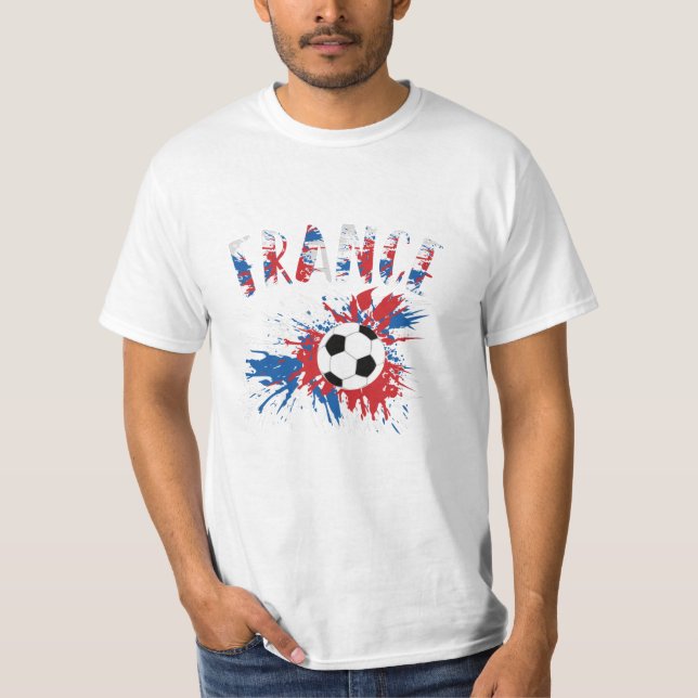 Camiseta Bola de Futebol Grunge da Bandeira da França (Frente)