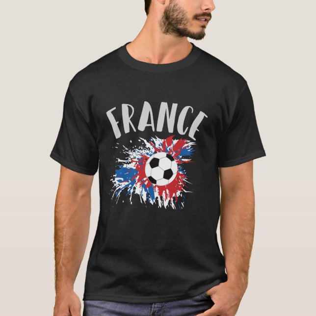 Camiseta Bola de Futebol Grunge da Bandeira da França (Frente)