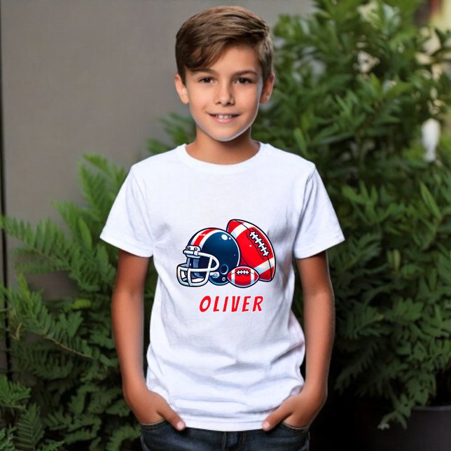 Camiseta Bola de Futebol Helmet Cartoon Birthday Boy (Criador carregado)