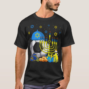 Camiseta Bola de Futebol Judaica Engraçada Sapatos Menorah