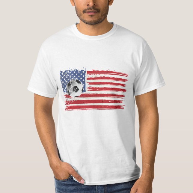 Camiseta Bola De Futebol Na Bandeira Dos EUA (Frente)