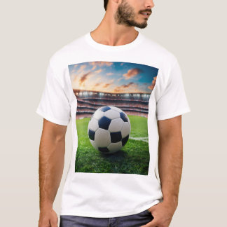 Camiseta Bola de Futebol no Campo de Sunset"