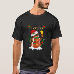 Camiseta Bola de futebol Snowman Santa Hat Feliz Natal