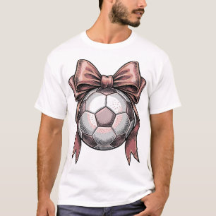 Camiseta Bola de Futebol Vintage com Laço Rosa
