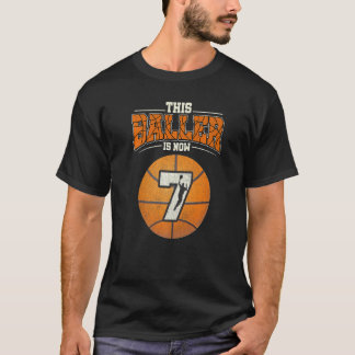 Camiseta Bola de Garota de Aniversário de 7 de Basquete 7 A