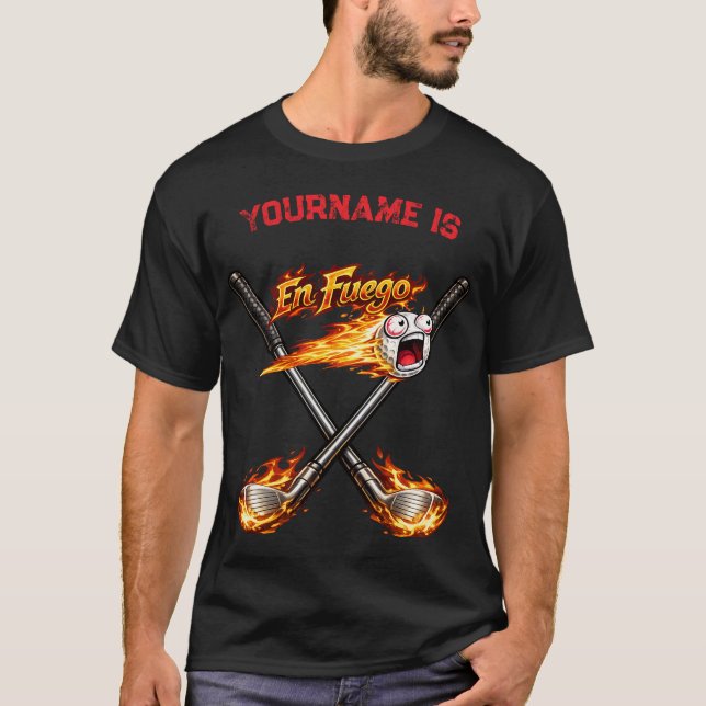 Camiseta Bola de Golfe Em Chamas – Bola de Golfe Engraçada  (Frente)