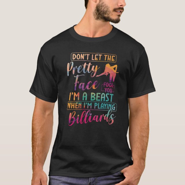 Camiseta Bola de Jogador de Piscina Billiards Garota Aquare (Frente)