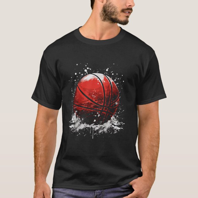 Camiseta Bola de Natal de Basquete com Fã Design (Frente)