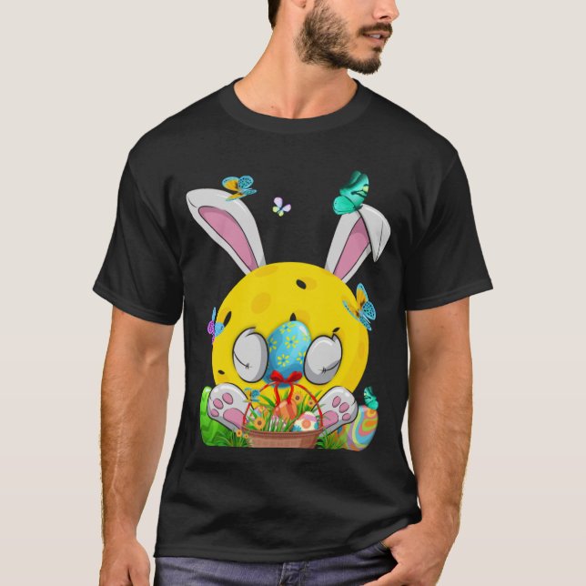 Camiseta Bola de Pickleball Engraçada e Páscoa de Orelhas d (Frente)