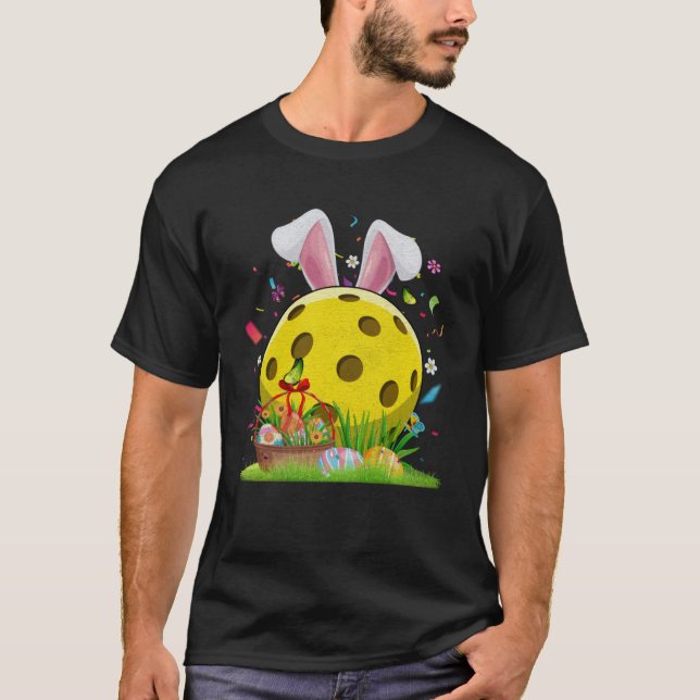 Camiseta Bola de Pickleball & Paddles Bunny Ears Páscoa Dia (Frente)