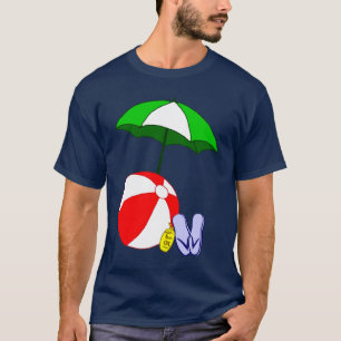 Camiseta Bola de praia e t-shirt das férias do guarda-chuv