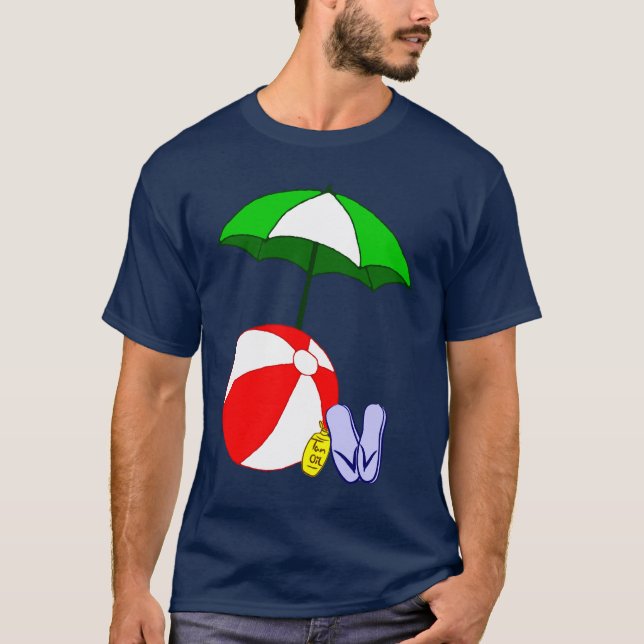 Camiseta Bola de praia e t-shirt das férias do guarda-chuva (Frente)