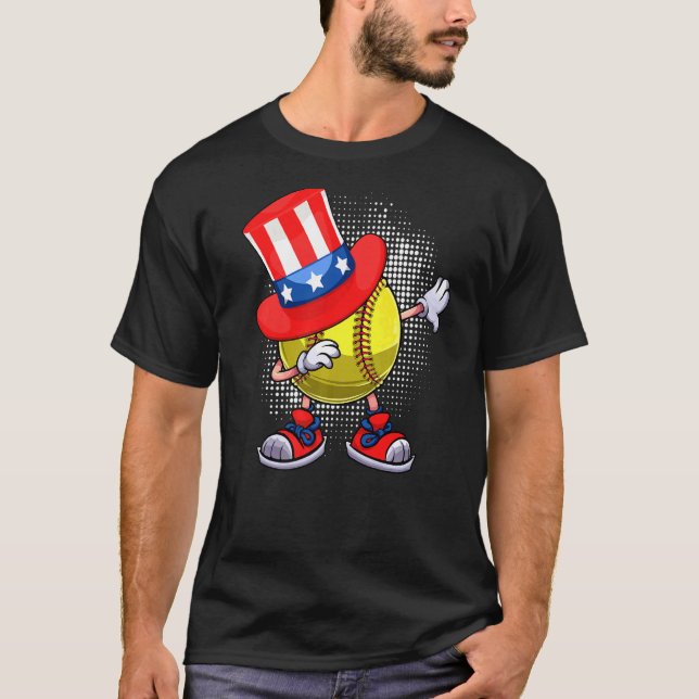 Camiseta Bola de Softball e Tio Sam Hat Americano 4º (Frente)