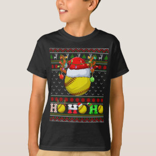 Camiseta Bola de Softball Engraçado Xmas Luzes de Natal Fei