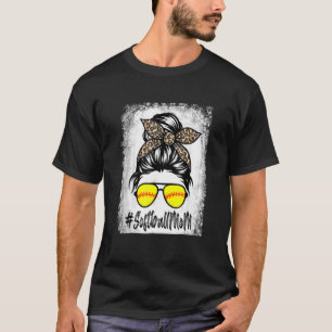 Camiseta Bola De Softball Mãe Vida Com Leopardo E Mensagem